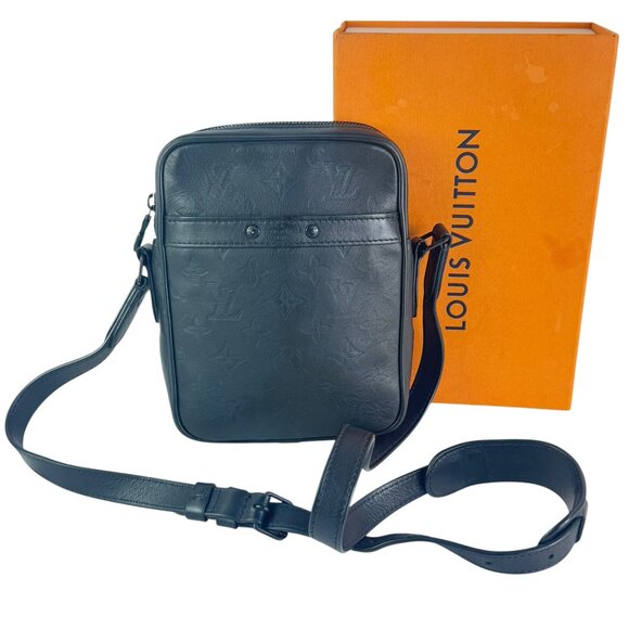 LOUIS VUITTON M44972 Danube Slim Black Shadow Leather Unisex Crossbody Bag - Picture 1 of 15